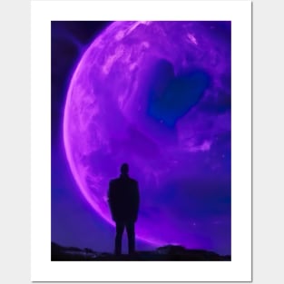 Man Looks at Planet Posters and Art